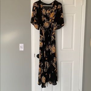 Black paisley midi dress